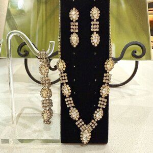 Rhinestone Jewelry Bundle Necklace Bracelet and Earrings